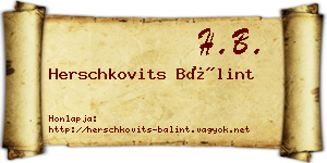 Herschkovits Bálint névjegykártya